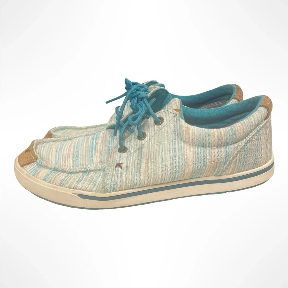 Twisted X Hooey Loper‎ turquoise and tan women’s slip on loafers size 9